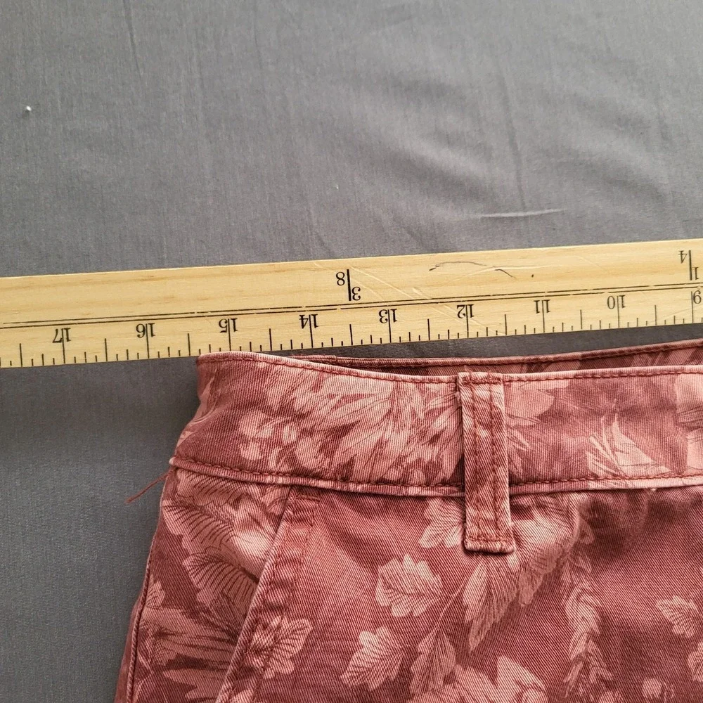 ana A New Approach Womens Mauve Floral Mid‎ Rise Twill Shorts Size 6 Boho Y2K
